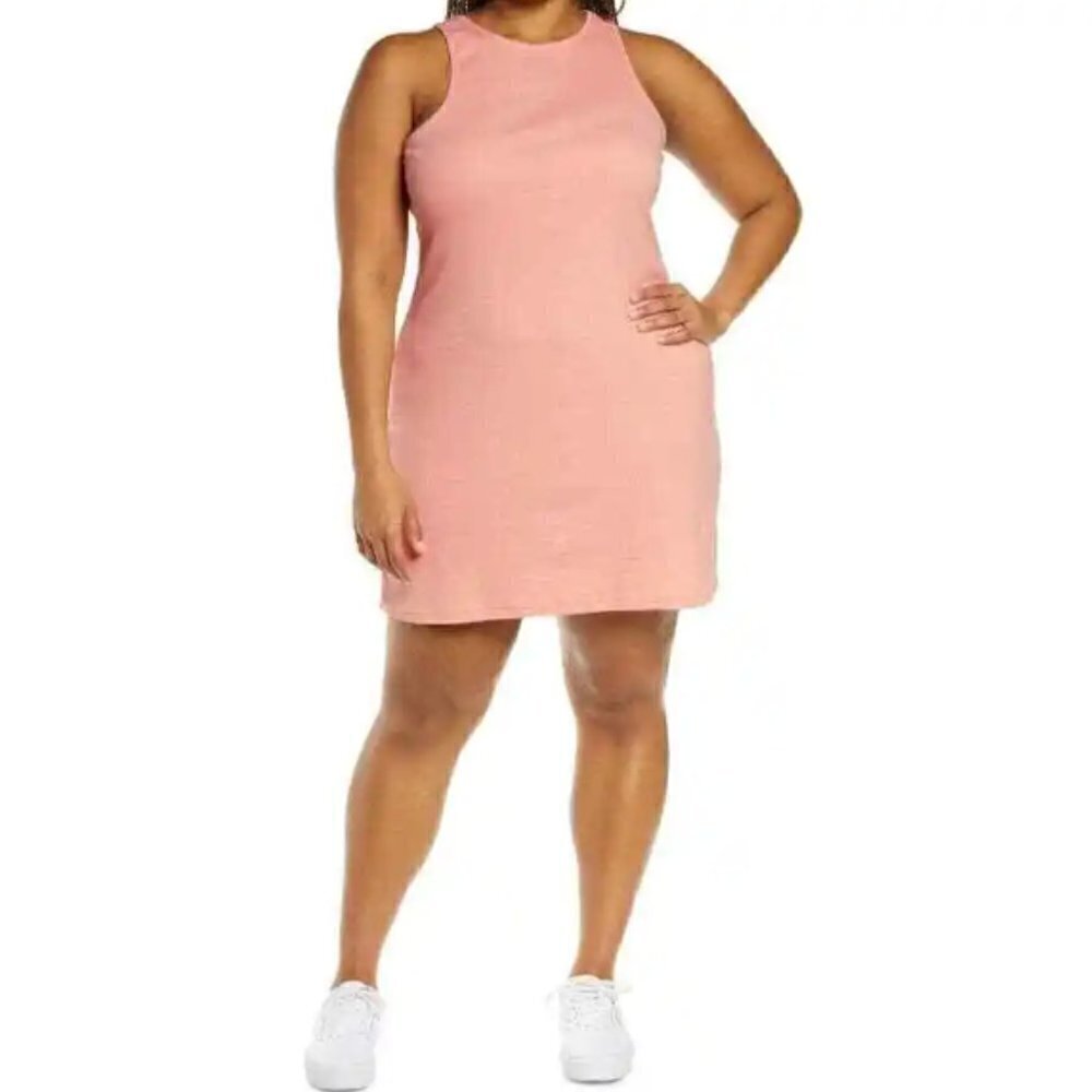 BP High Neck Sleeveless Ribbed Pink Pudding Mini Dress‎ 1X